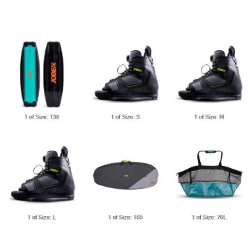 JOBE SPORTS - CORE LOGO WAKEBOARD BUNDLE BLACK TURQUIOSE 138-1