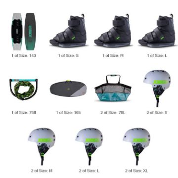 JOBE SPORTS - EPIC PROLIX WAKEBOARD BUNDLE BLACK TURQUIOSE 143-1