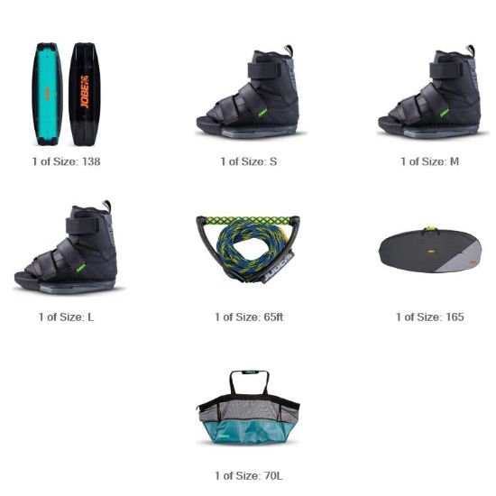 JOBE SPORTS - PREMIER LOGO WAKEBOARD BUNDLE BLACK TURQUIOSE 138-1