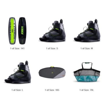 JOBE SPORTS - CORE VANITY WAKEBOARD BUNDLE BLACK GREEN 141-1