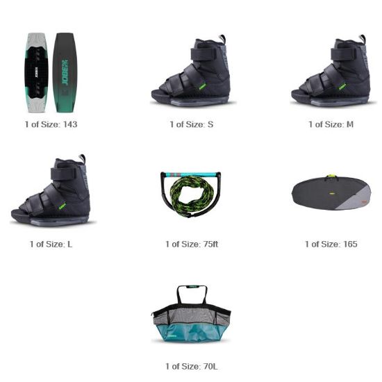 YACHT TOYS - PREMIER PROLIX WAKEBOARD BUNDLE BLACK GREEN 143-1