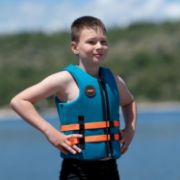 Crew Demonstrating The Compact Footprint And Easy Storage Of The Jobe Sports Kids Neoprene Vest Buoyancy Aid